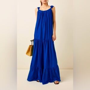 Kalita Blue Low Bacl Silk Maxi Dress M/L
